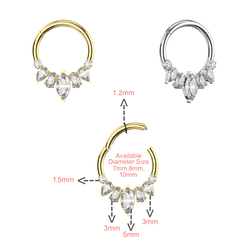 316L Surgical Steel CZ adorned pave segment clicker