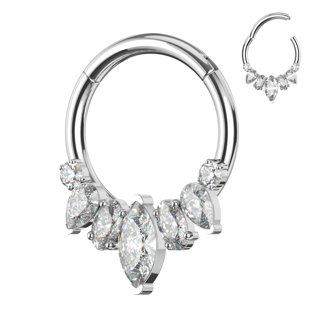 316L Surgical Steel CZ adorned pave segment clicker