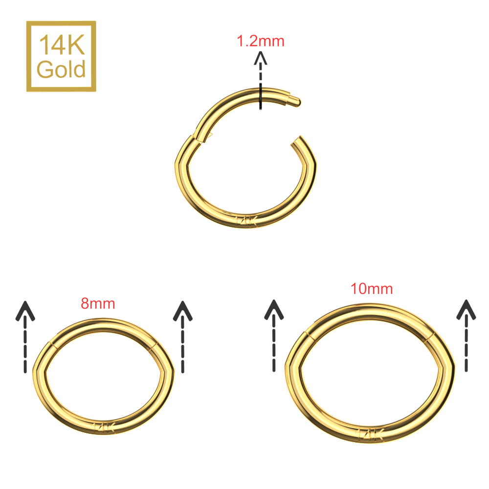 14K Gold Oval Shape Segment Clicker Ring