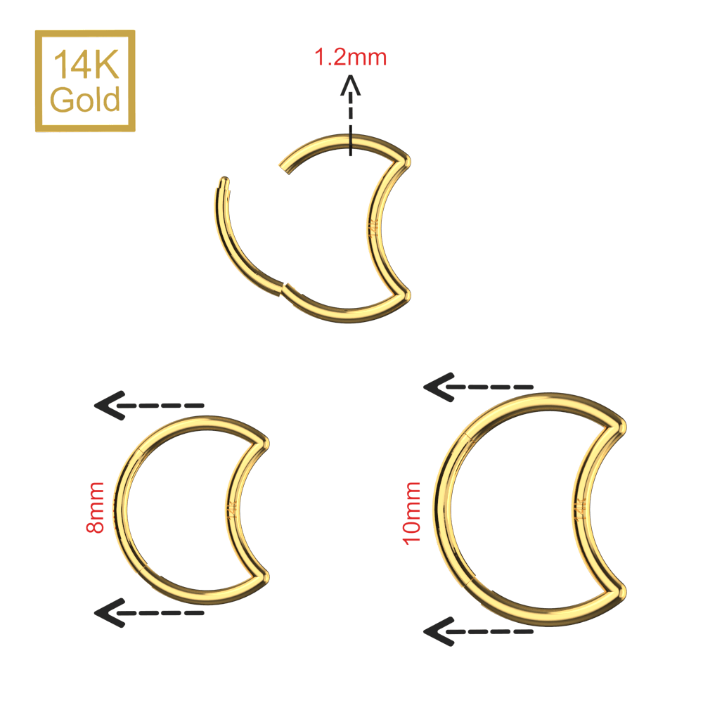 14K Gold Crescent Segment Clicker Ring