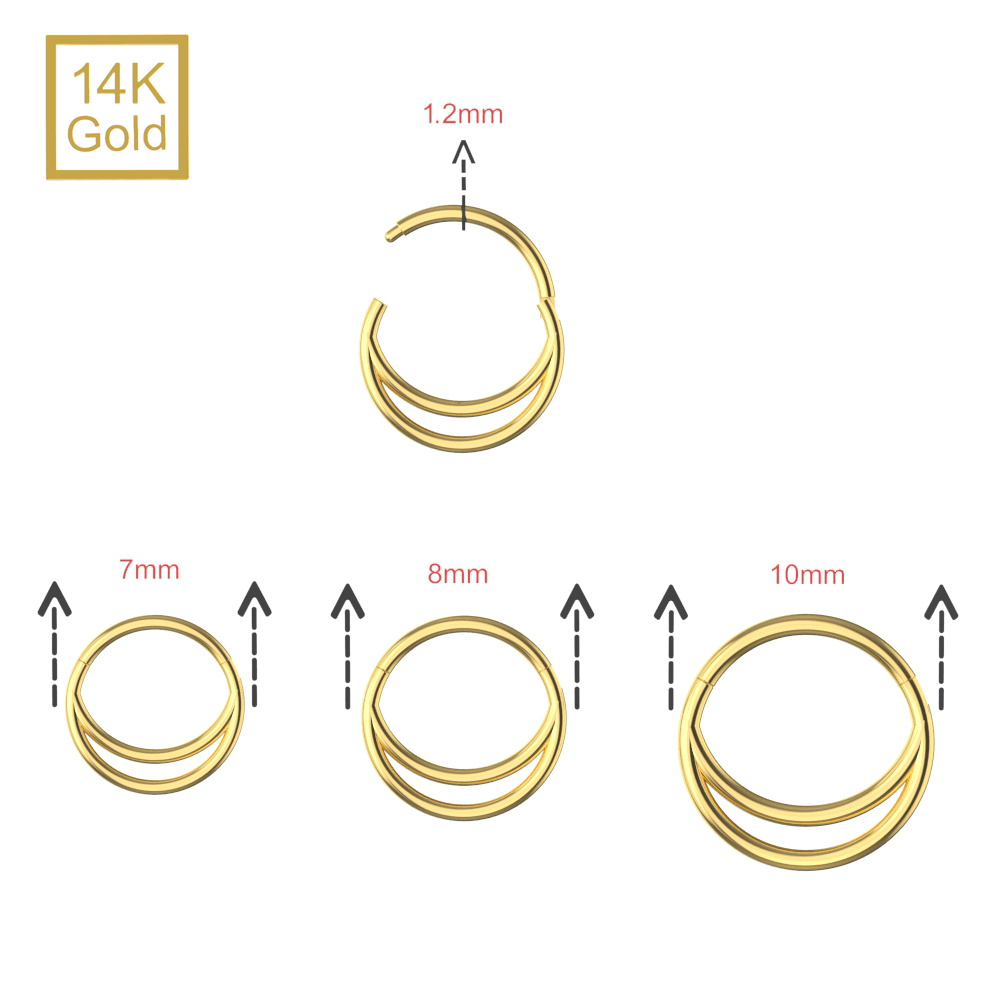 14K Gold Classic Double Ring Segment Clicker Ring