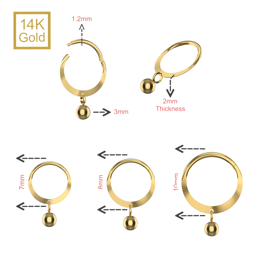 14K Gold Classic Bead Segment Clicker Ring