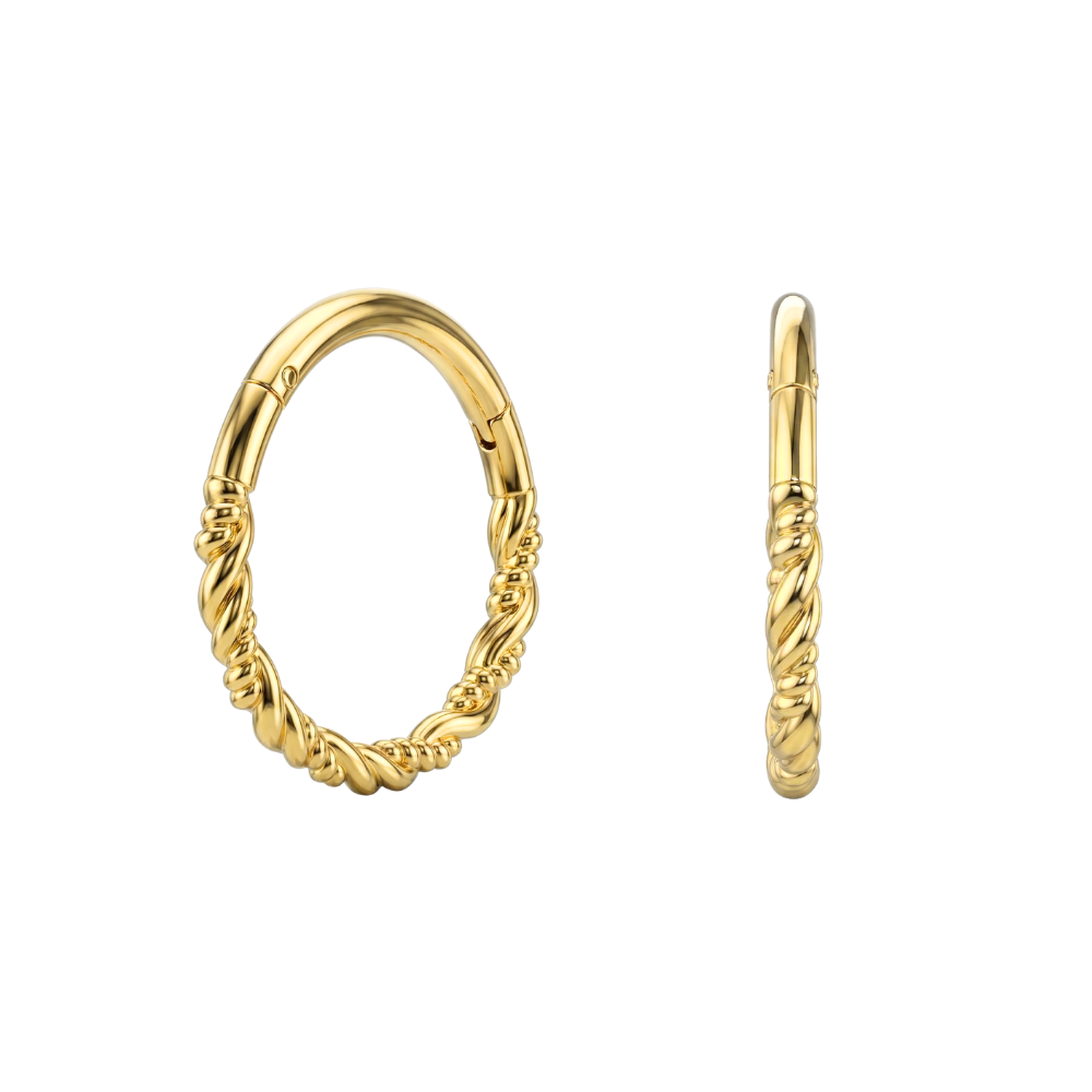 925 Sterling Silver Twisted Style Hinged Clicker Earrings Pair