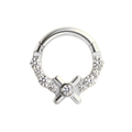 G23 Titanium Round CZ Cross Hinged Segment Clicker Ring