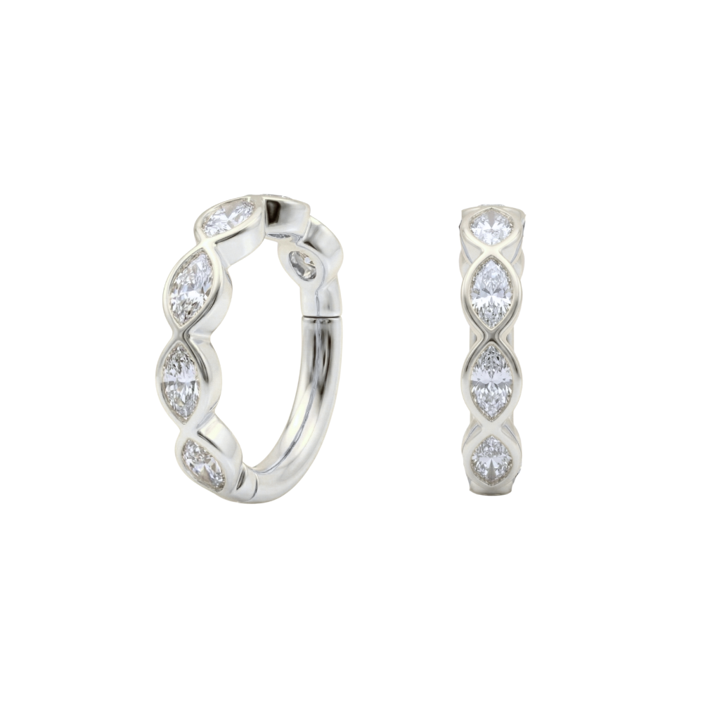 G23 Titanium Bezel Set Linked CZ Hinged Segment Clicker Earrings