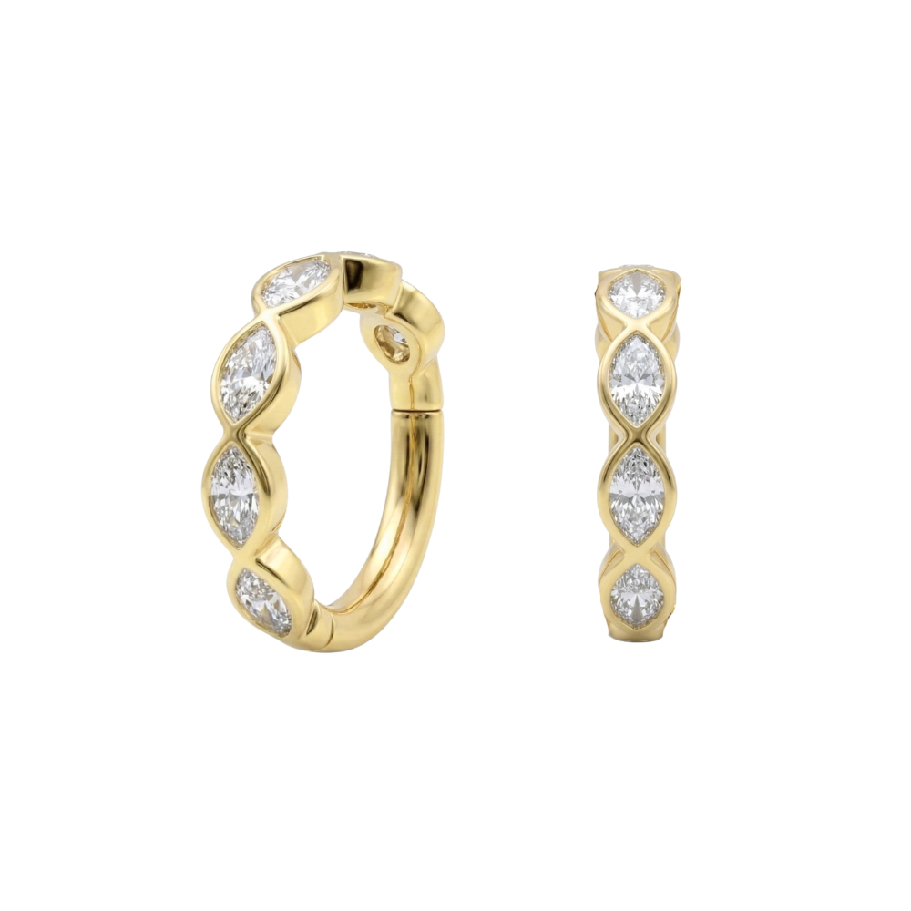 G23 Titanium Bezel Set Linked CZ Hinged Segment Clicker Earrings