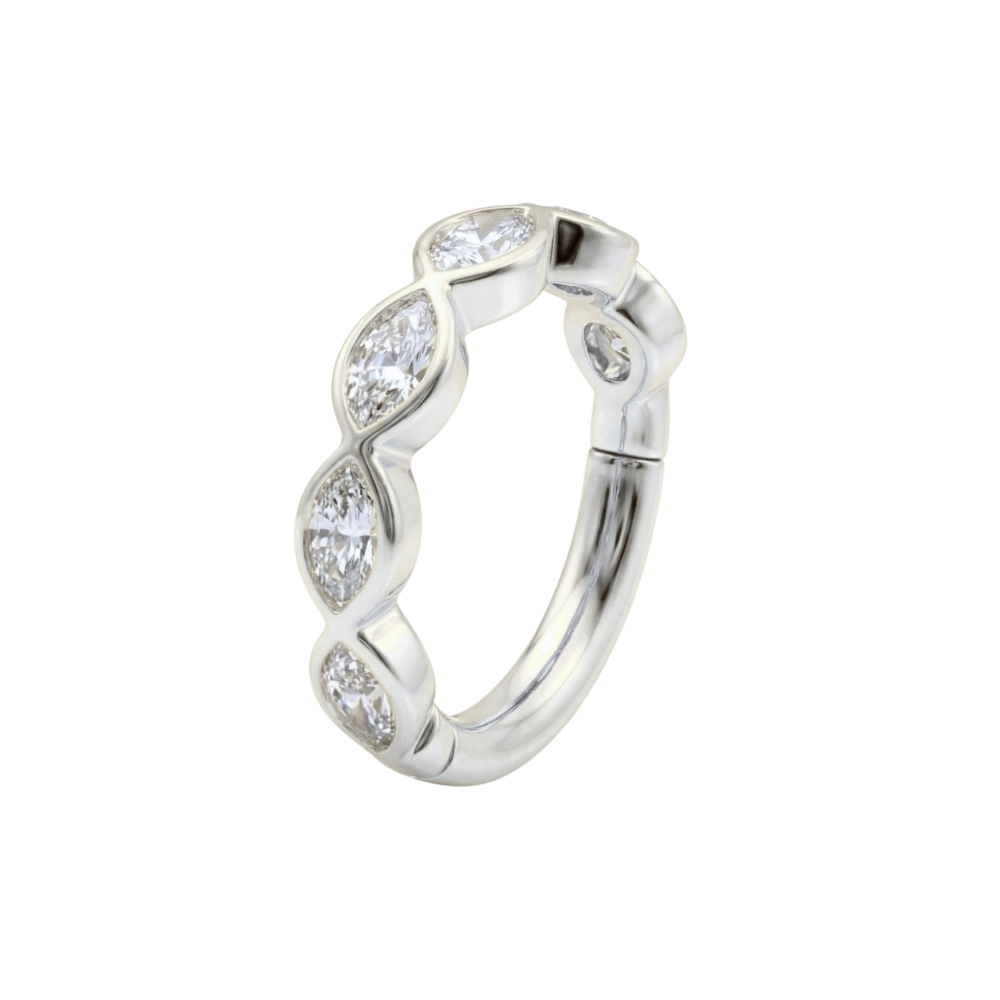 G23 Titanium Bezel Set Linked CZ Hinged Segment Clicker Ring