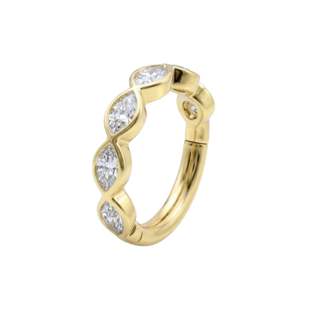 G23 Titanium Bezel Set Linked CZ Hinged Segment Clicker Ring