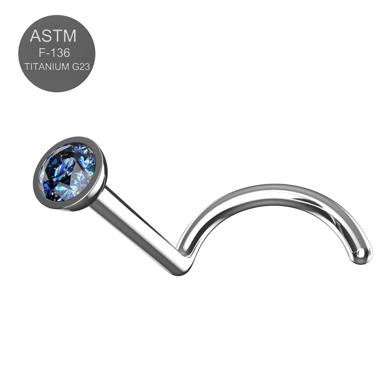 G23 Titanium CZ Jewelled Nose Screw