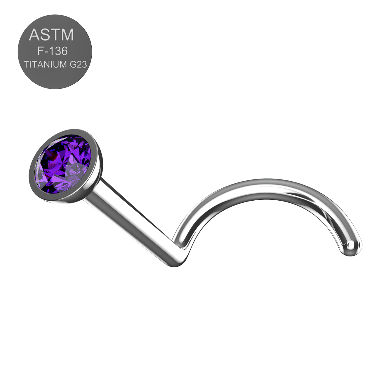 G23 Titanium CZ Jewelled Nose Screw