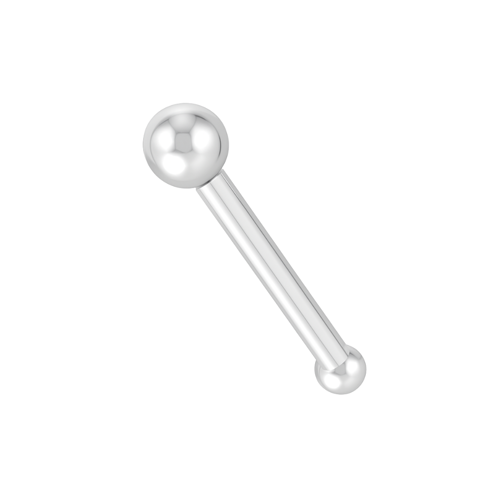 14K Gold Plain Bead Ball Top Nose Bone Stud