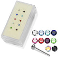 925 Sterling Silver 10pcs 2mm Glued CZ Straight End Nose Stud Box