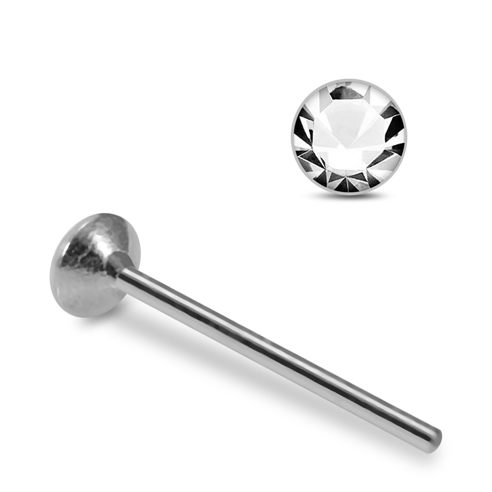 925 Sterling Silver 10pcs 2mm Glued CZ Straight End Nose Stud Box
