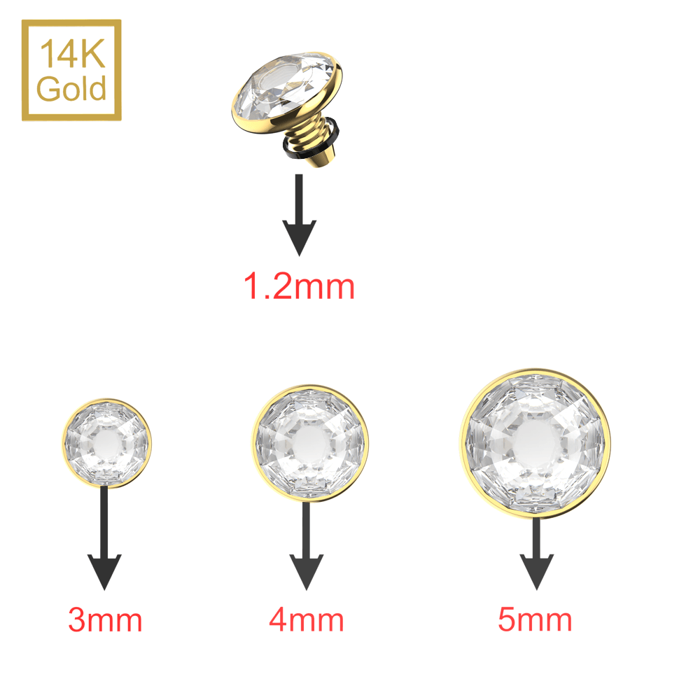14K Gold CZ Jewelled Internally Threaded Dermal Anchor Top