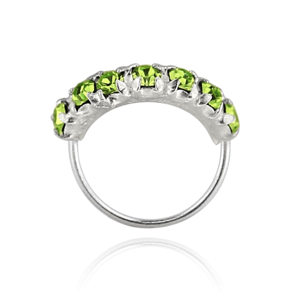 925 Sterling Silver 7 CZ's Paved Seamless Continuous Nose Hoop Ring