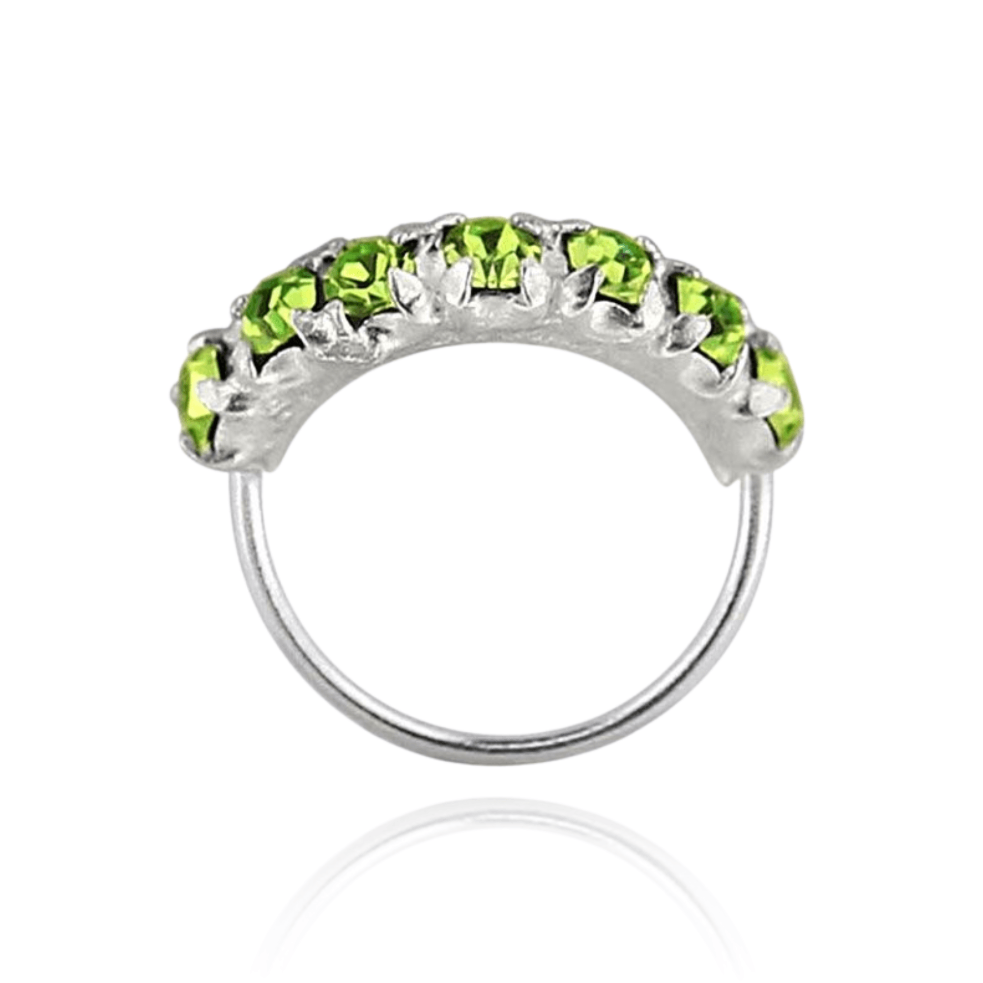 925 Sterling Silver 7 CZ's Paved Seamless Continuous Nose Hoop Ring