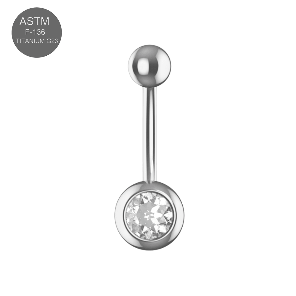 EO Gas Sterilised G23 Titanium Single CZ Jewelled Belly Ring