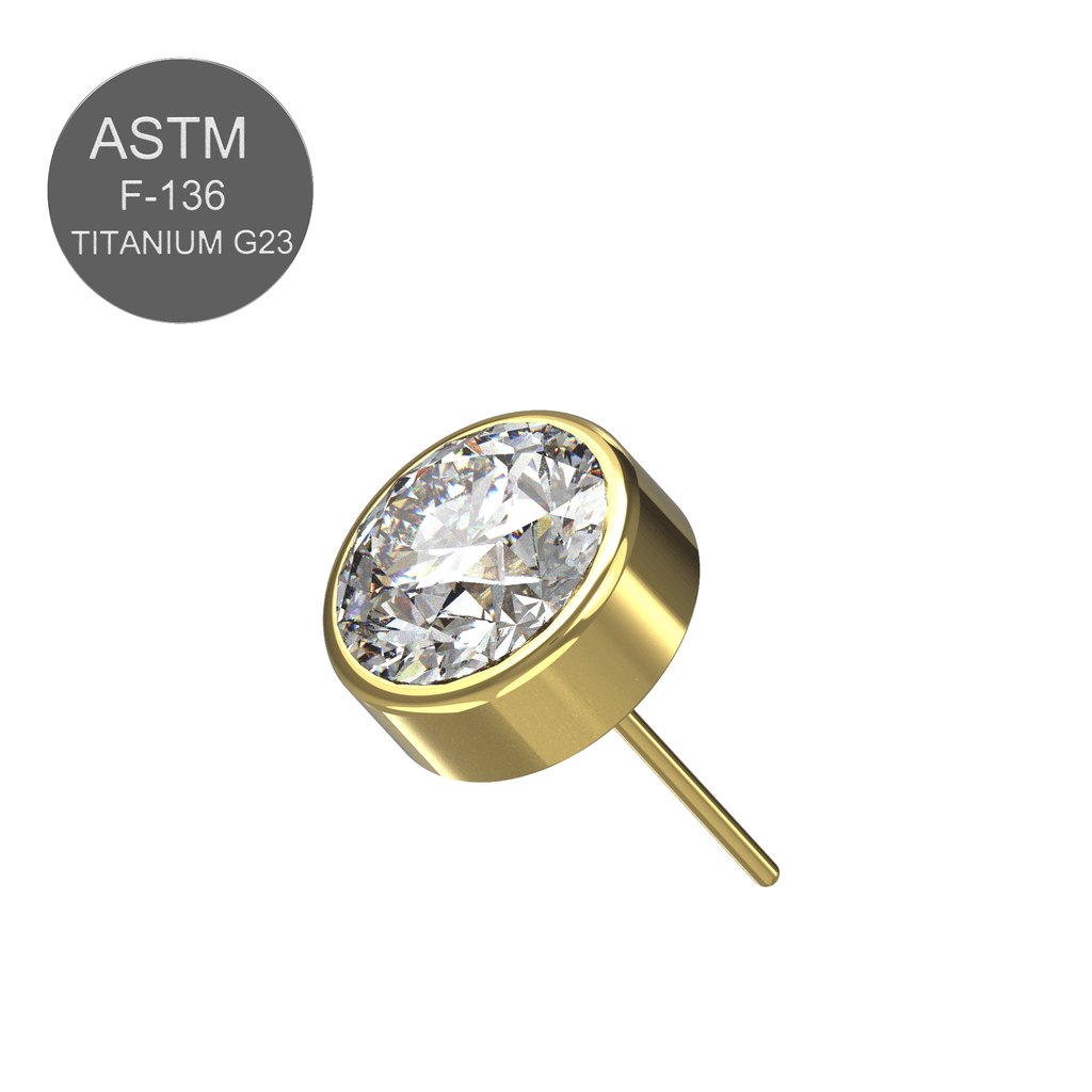 G23 Titanium Round CZ Jewelled Threadless Push-fit Top