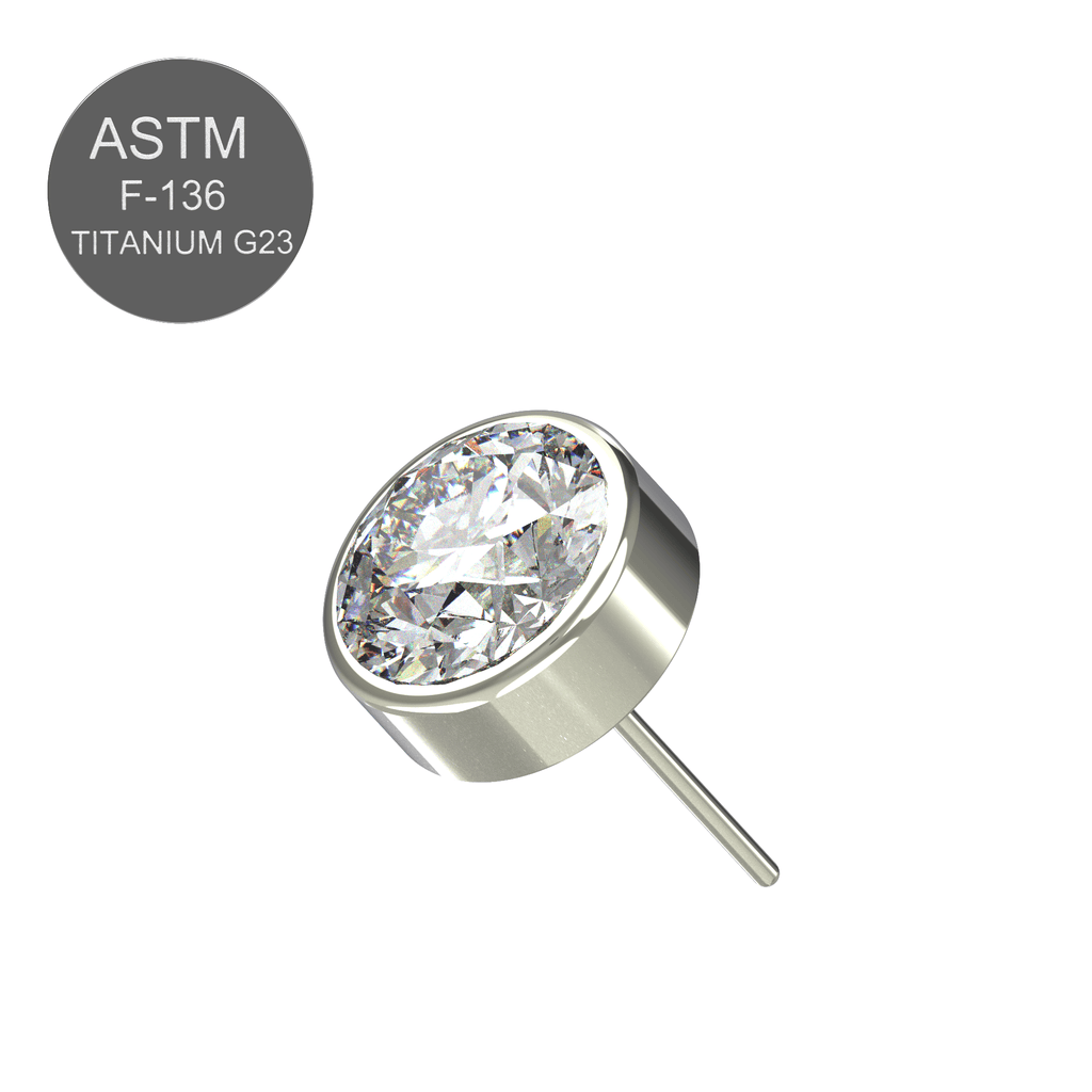 G23 Titanium Round CZ Jewelled Threadless Push-fit Top
