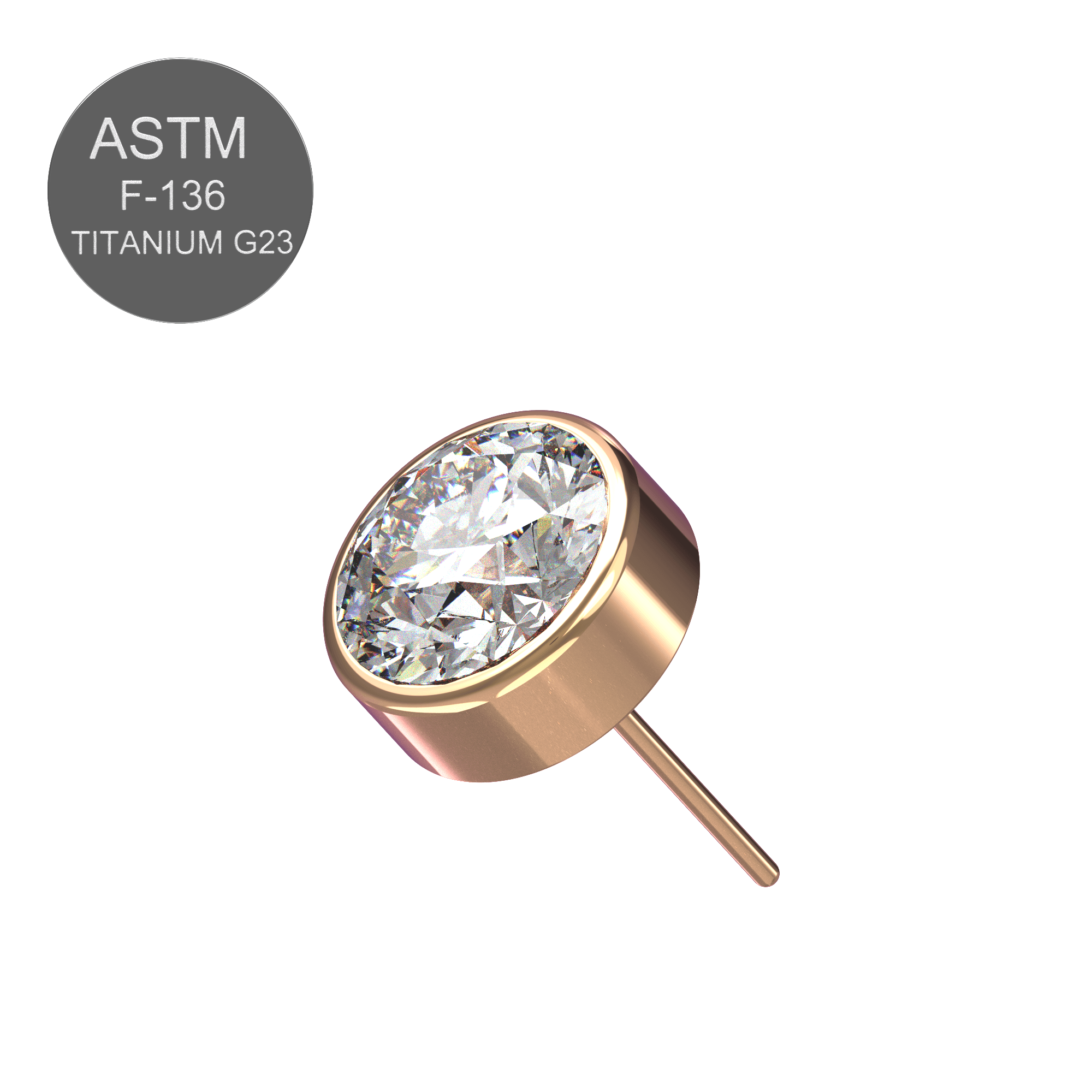 G23 Titanium Round CZ Jewelled Threadless Push-fit Top