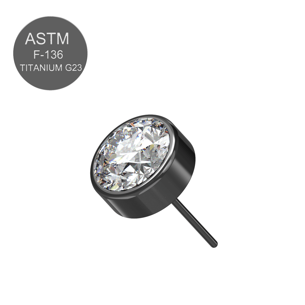 G23 Titanium Round CZ Jewelled Threadless Push-fit Top
