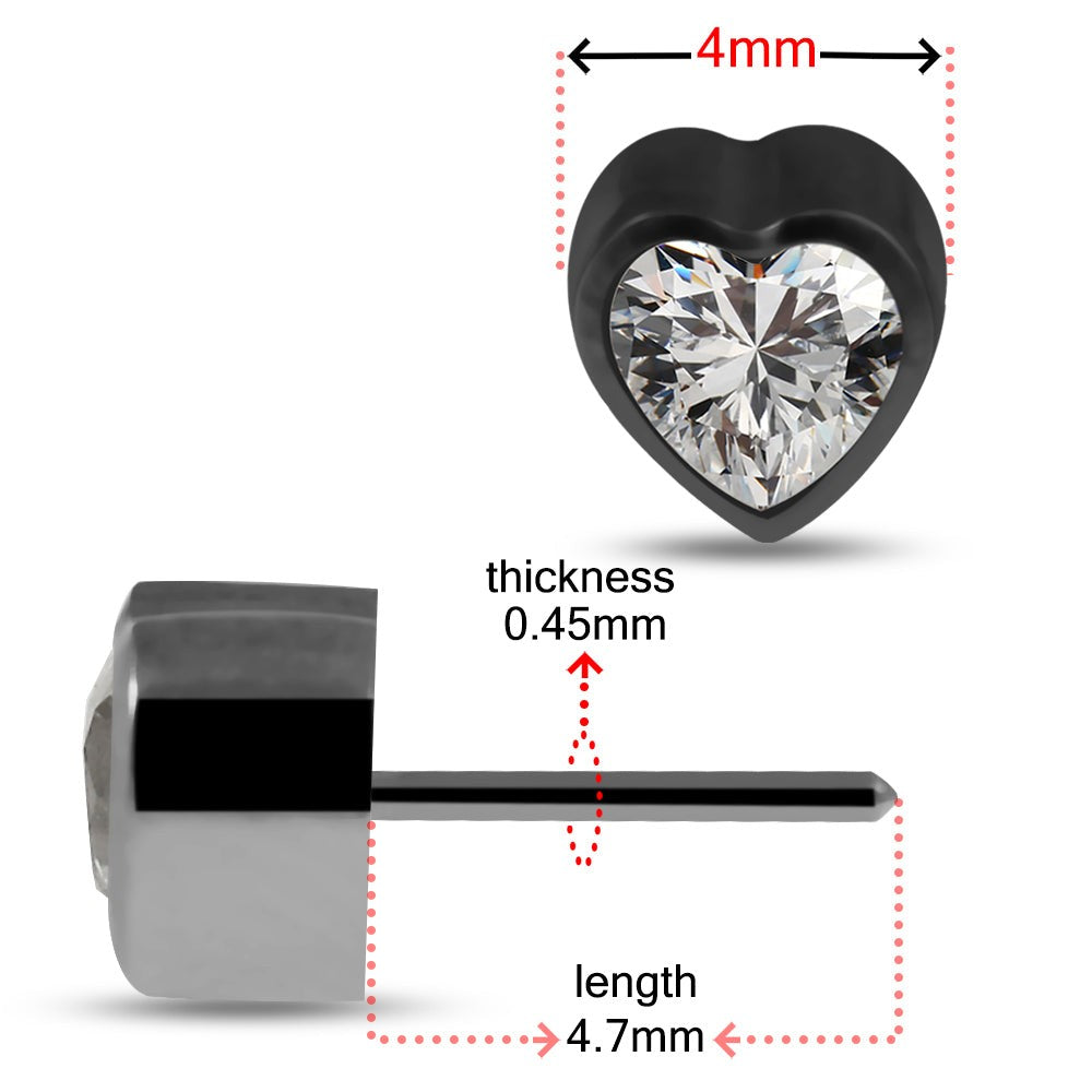 G23 Titanium CZ Jewelled Heart Threadless Push-fit Top