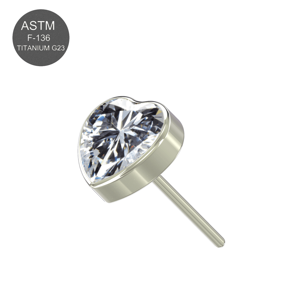 G23 Titanium CZ Jewelled Heart Threadless Push-fit Top