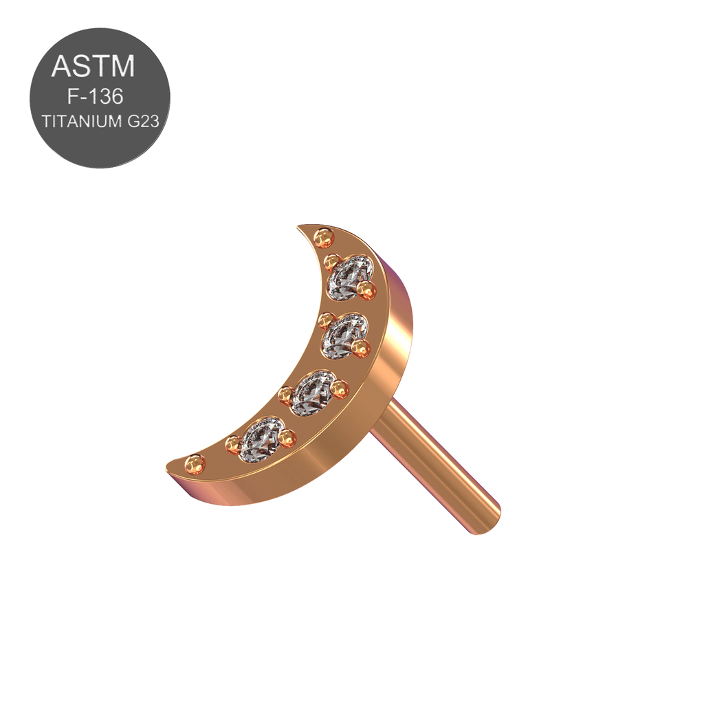 G23 Titanium CZ Jewelled Crescent Threadless Push-fit Top