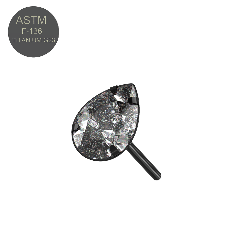G23 Titanium CZ Pear Cut Threadless Push-Fit Top