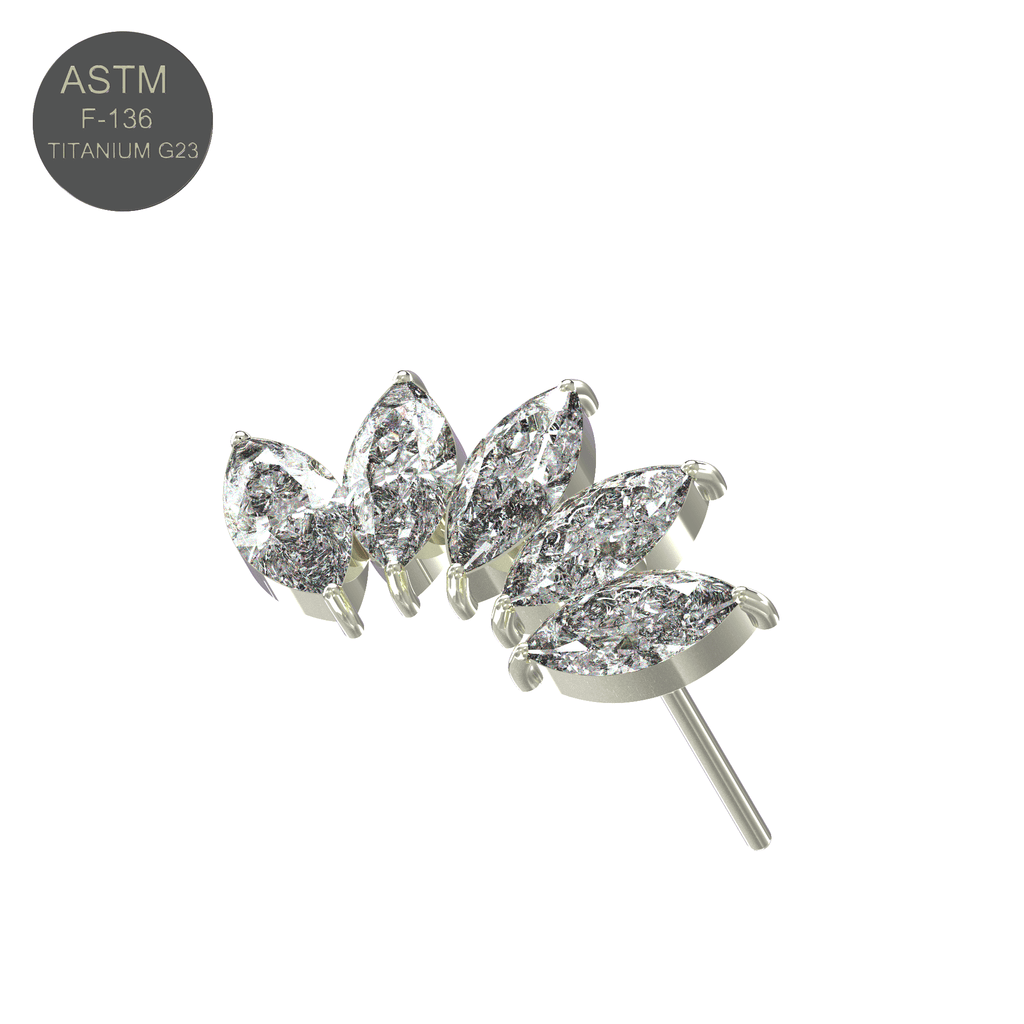 G23 Titanium CZ Jewelled Marquise Tiara Threadless Push-fit Top