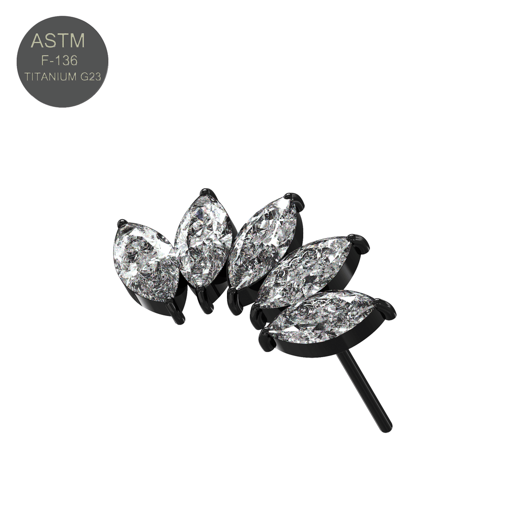 G23 Titanium CZ Jewelled Marquise Tiara Threadless Push-fit Top