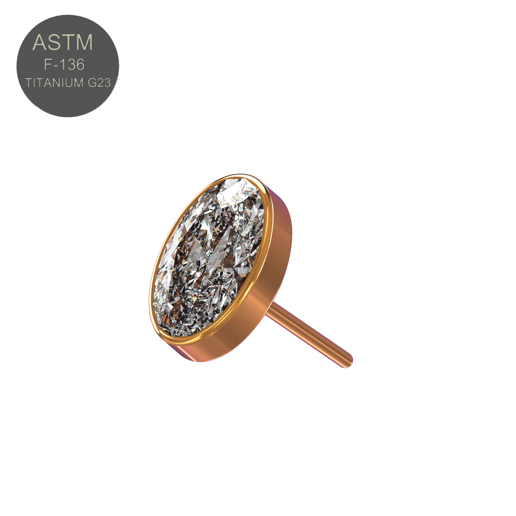 G23 Titanium Oval CZ Jewelled Threadless Push-fit Top