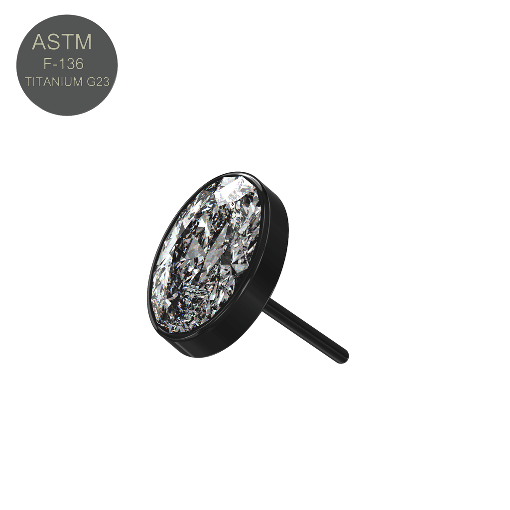 G23 Titanium Oval CZ Jewelled Threadless Push-fit Top