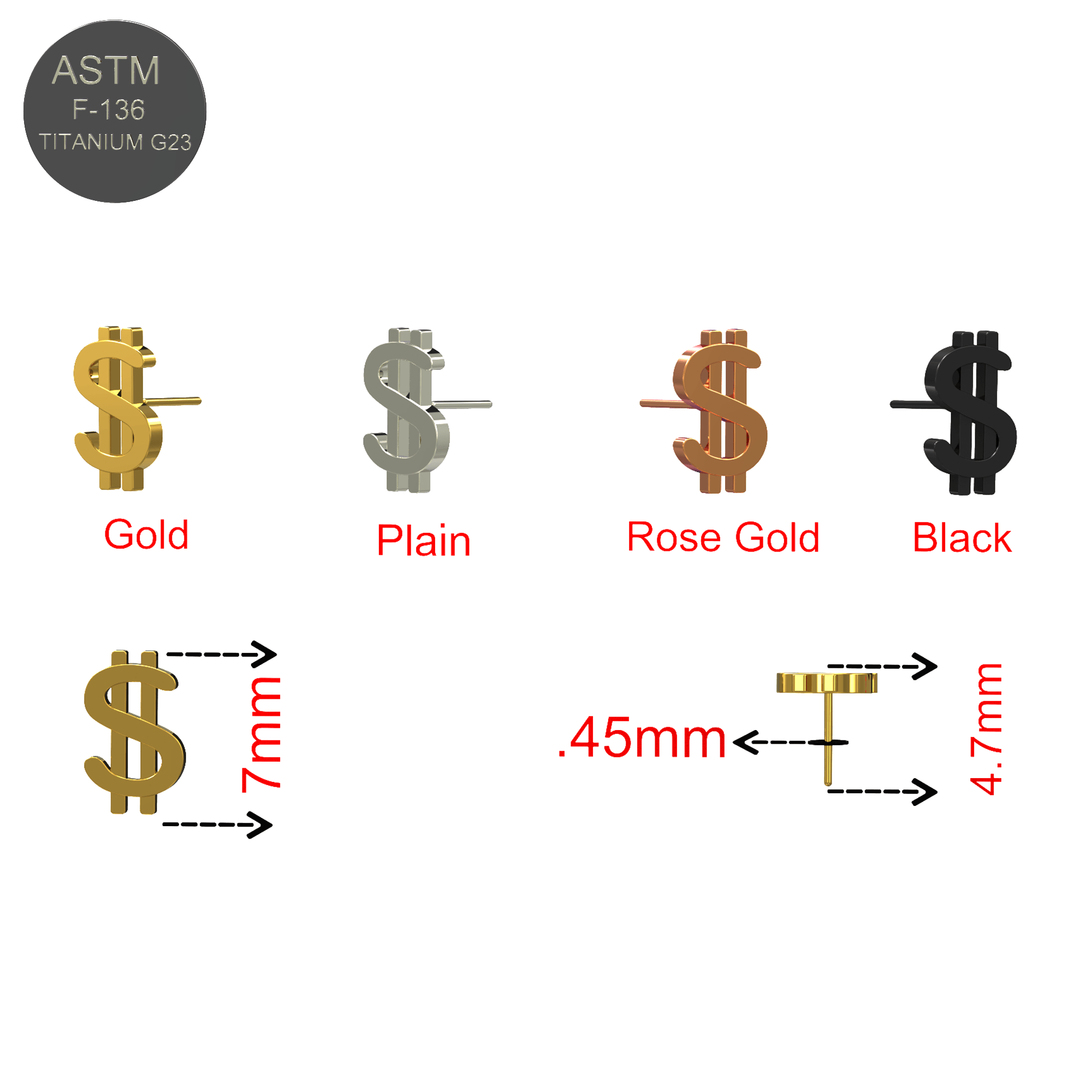 G23 Titanium Dollar Threadless Push-fit Top