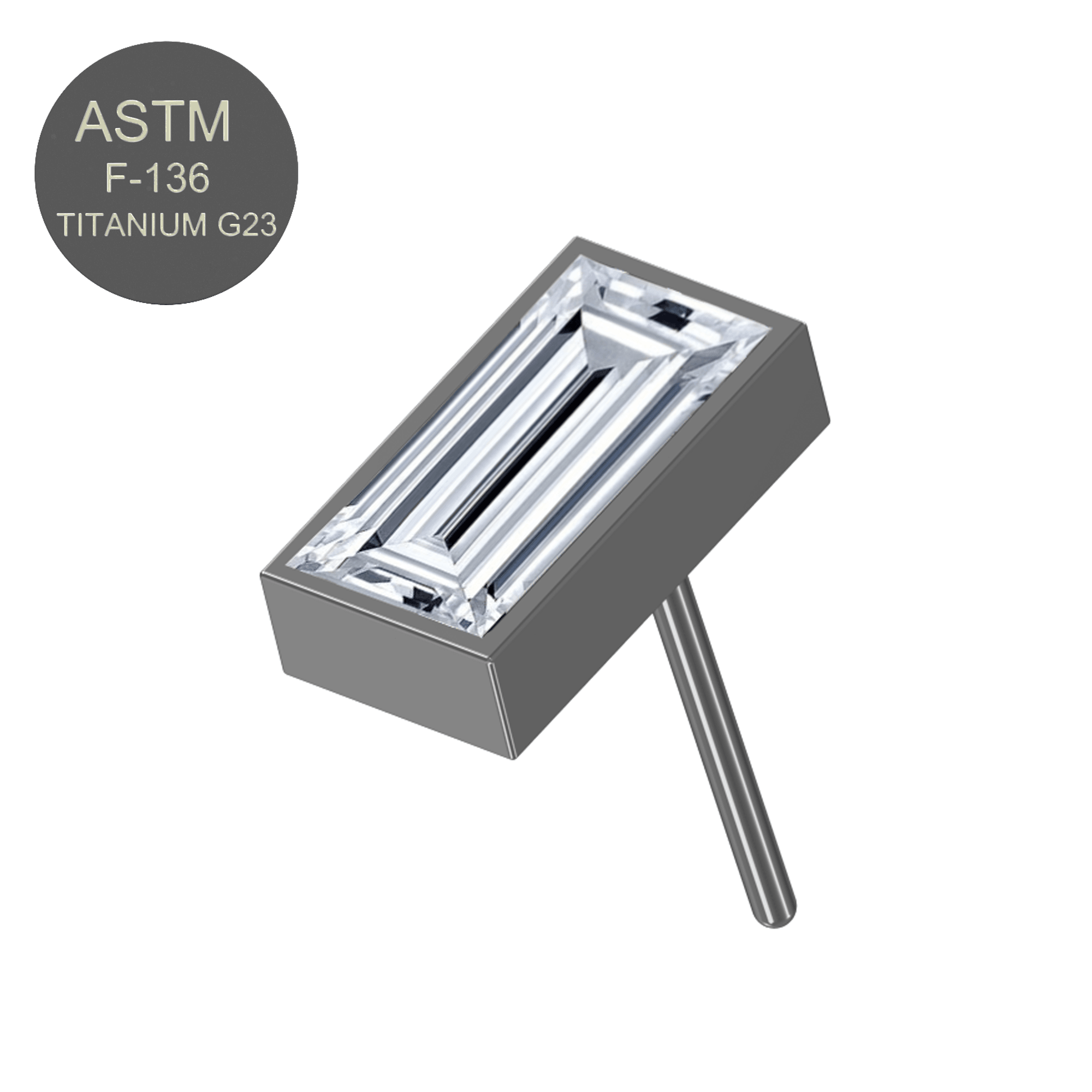 G23 Titanium CZ Jewelled Baguette Threadless Push-fit Top