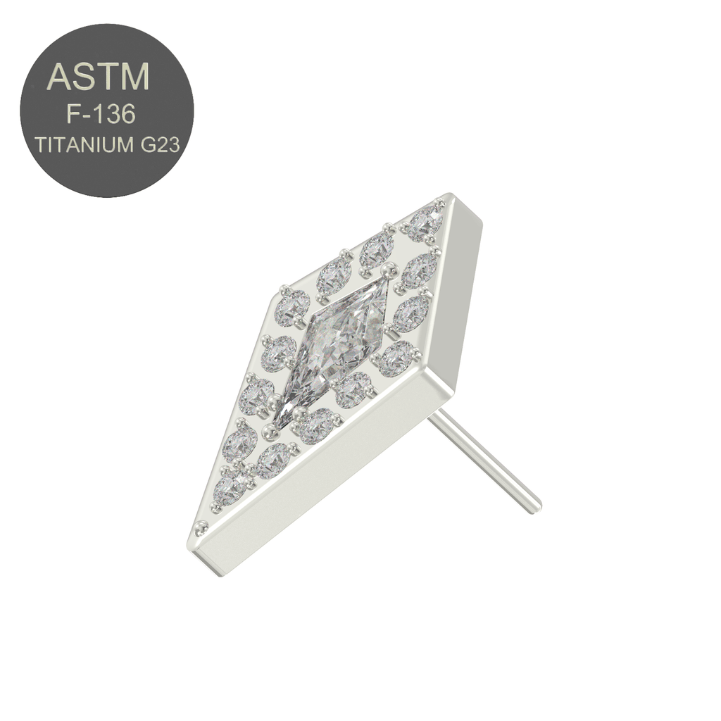 G23 Titanium CZ Jewelled Kite Threadless Push-fit Top
