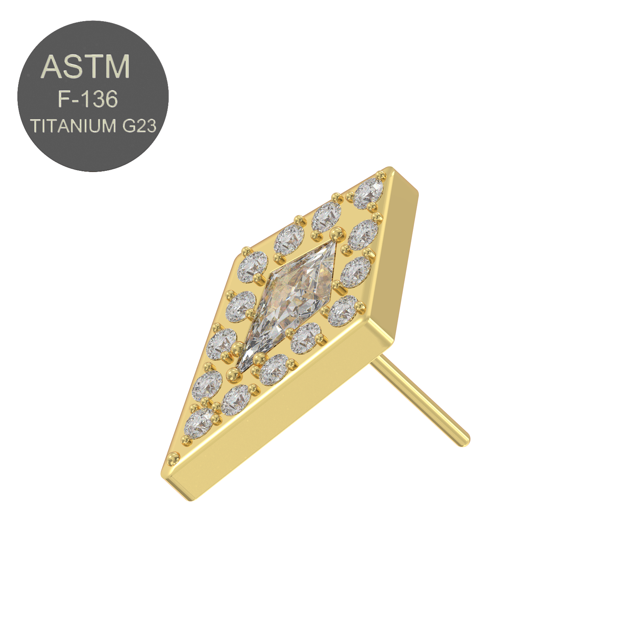 G23 Titanium CZ Jewelled Kite Threadless Push-fit Top