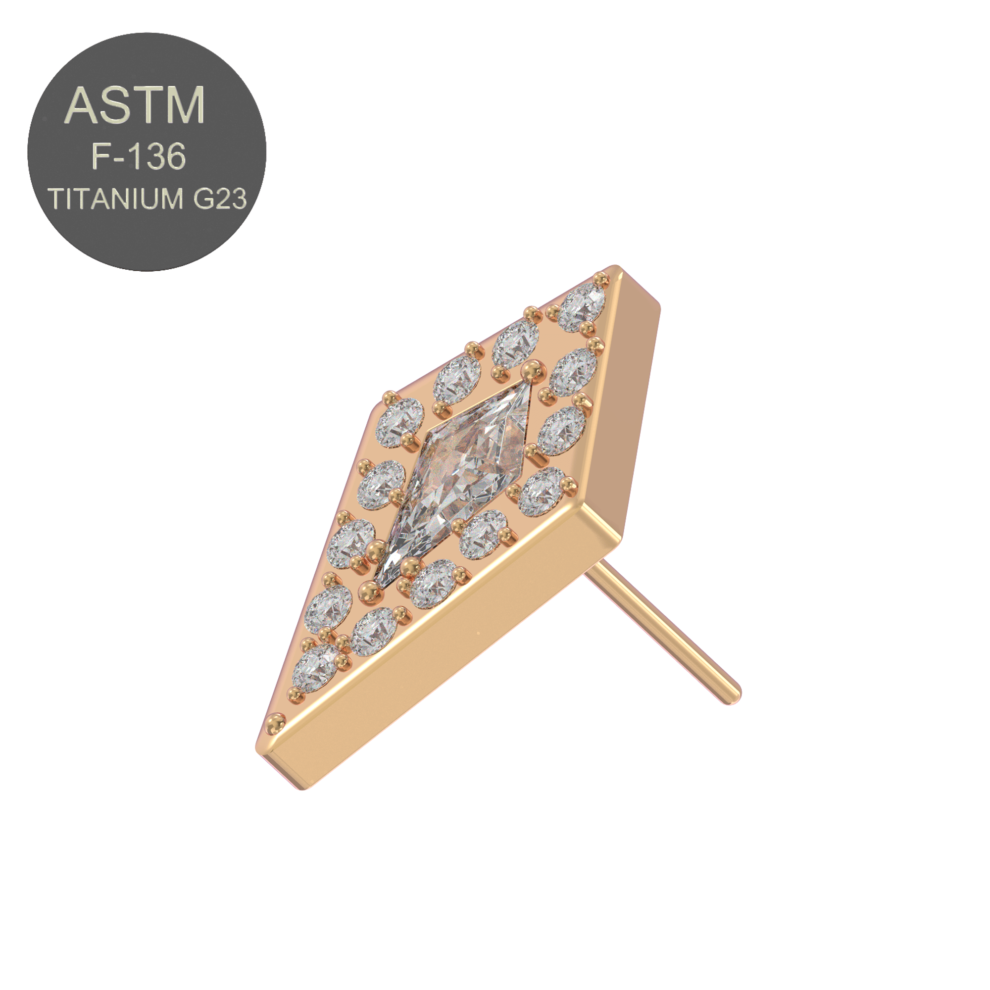 G23 Titanium CZ Jewelled Kite Threadless Push-fit Top