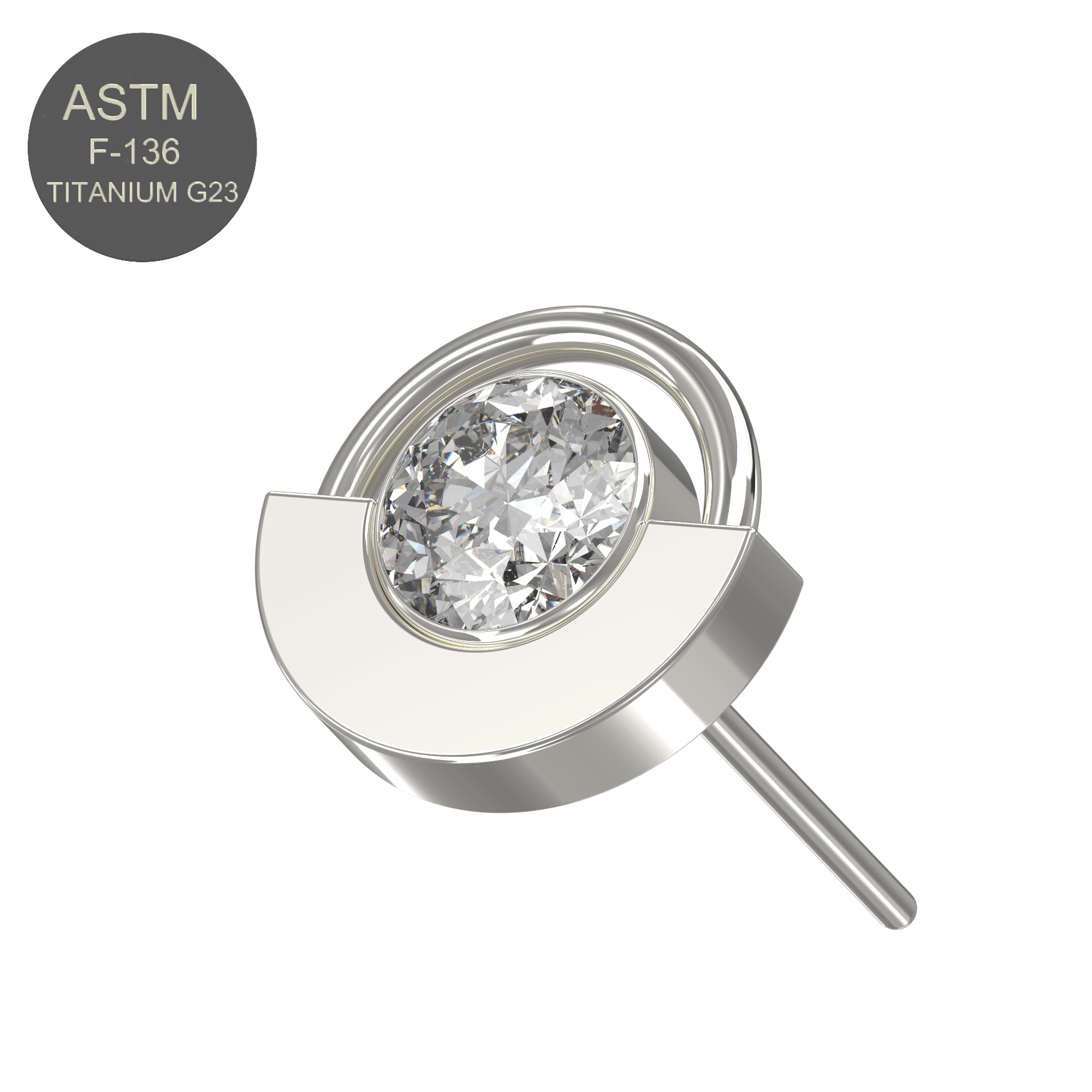 G23 Titanium CZ Jewelled Eyeball Threadless Push-fit Top