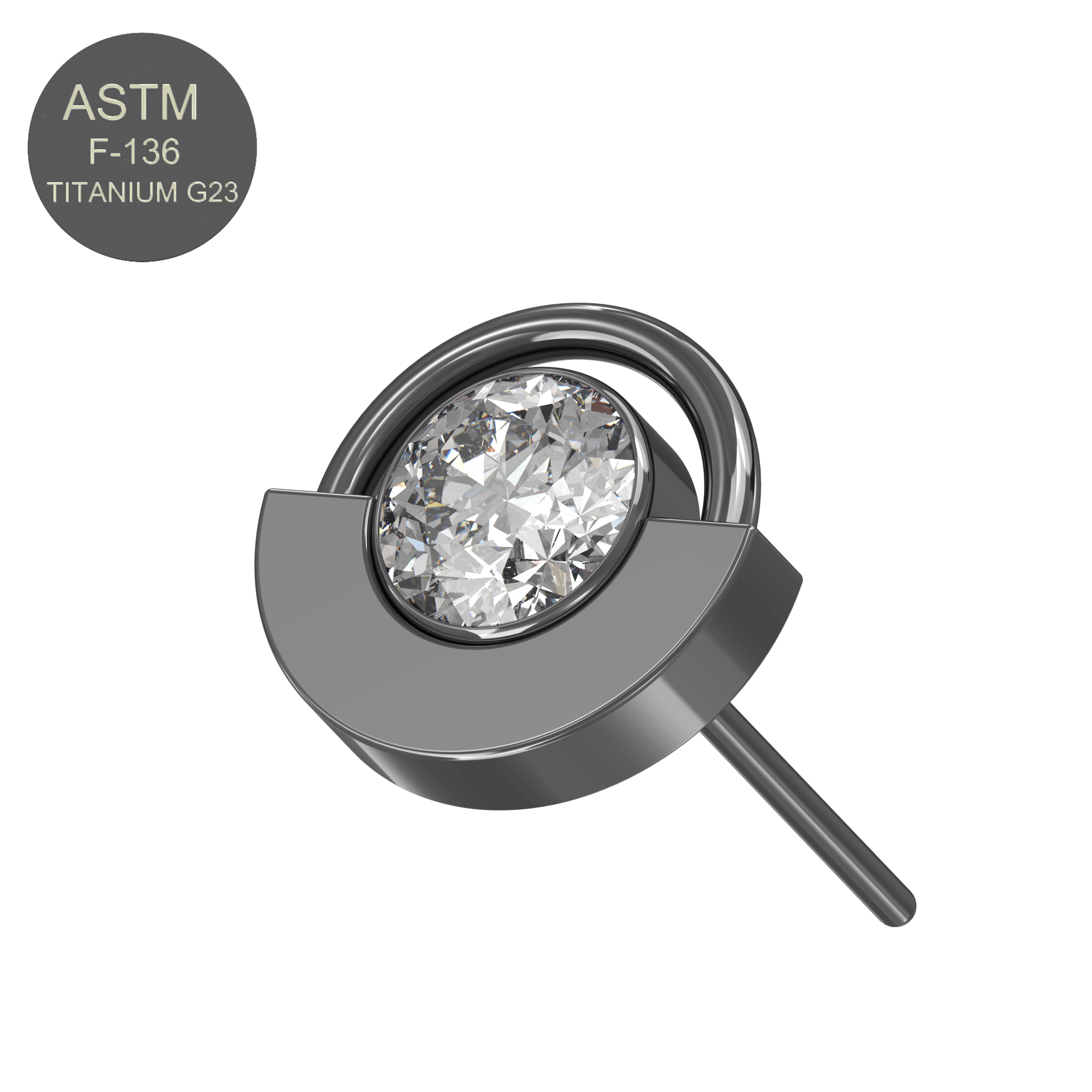 G23 Titanium CZ Jewelled Eyeball Threadless Push-fit Top