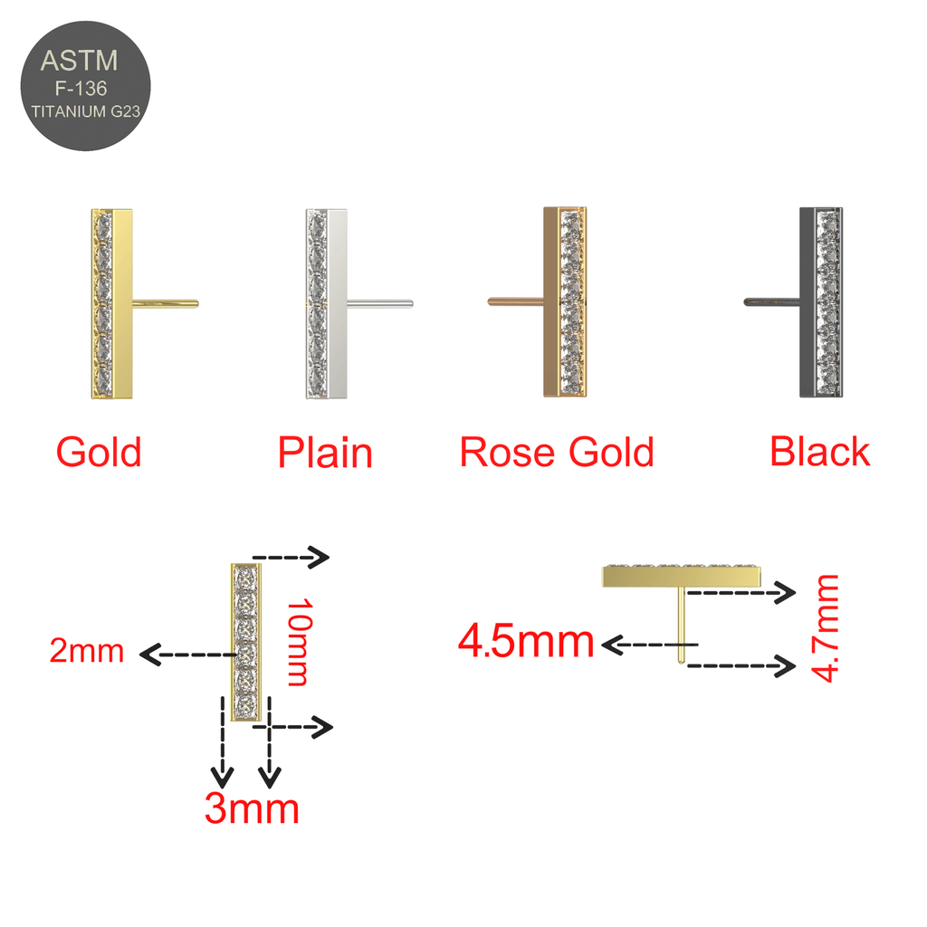 G23 Titanium CZ Jewelled Threadless Push-fit Top