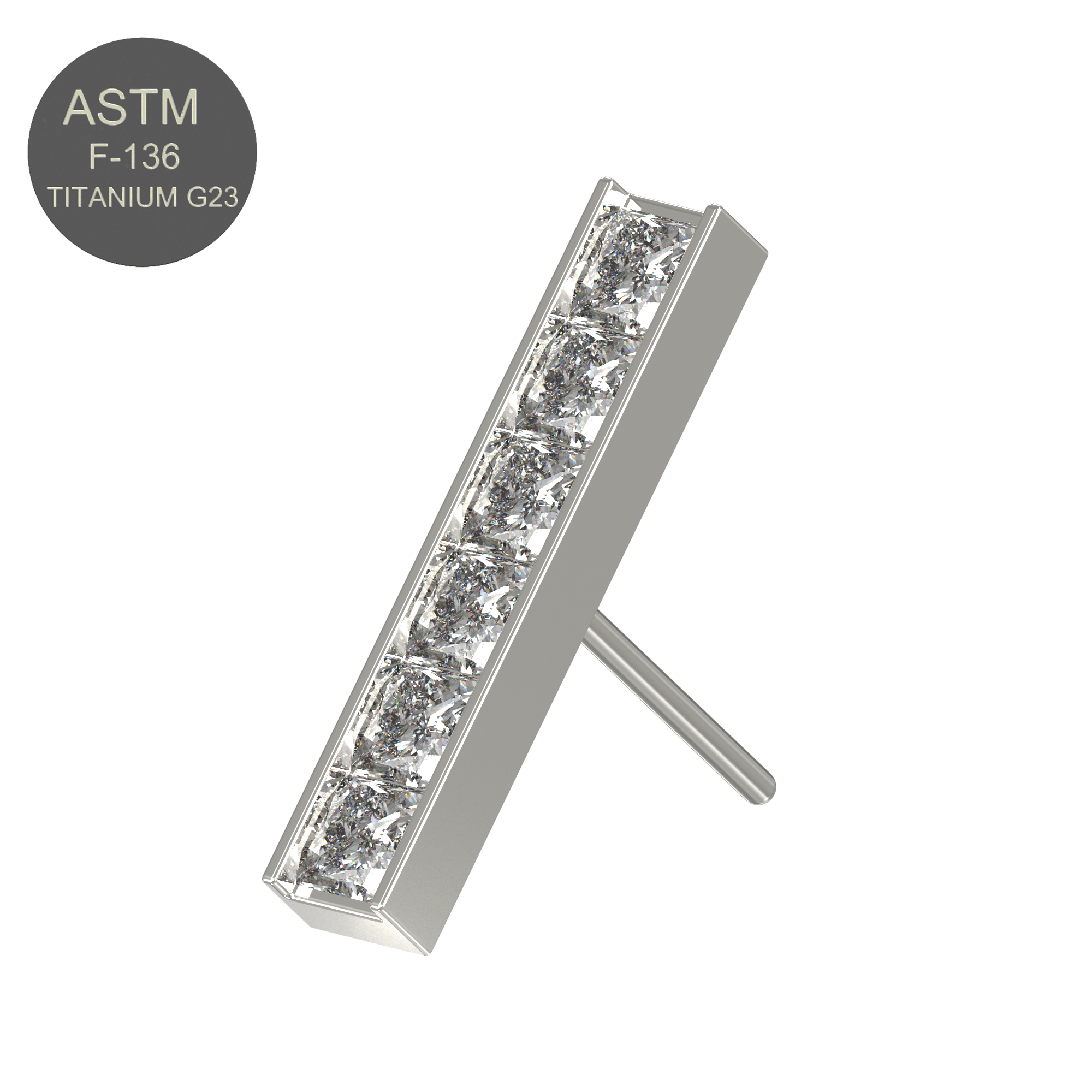 G23 Titanium CZ Jewelled Threadless Push-fit Top
