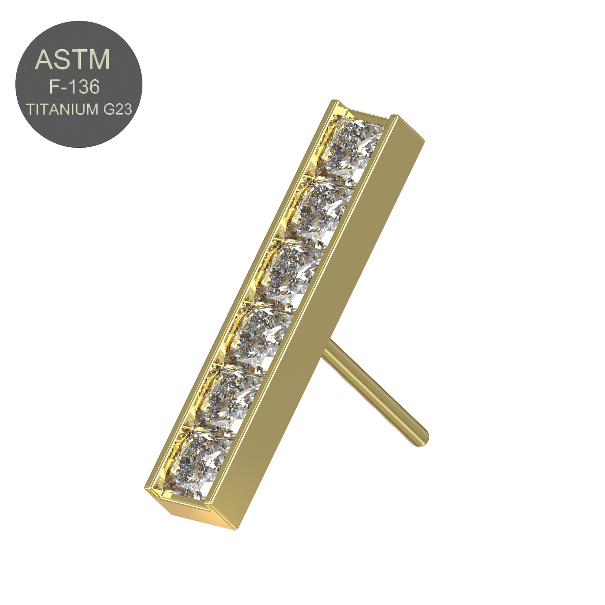 G23 Titanium CZ Jewelled Threadless Push-fit Top