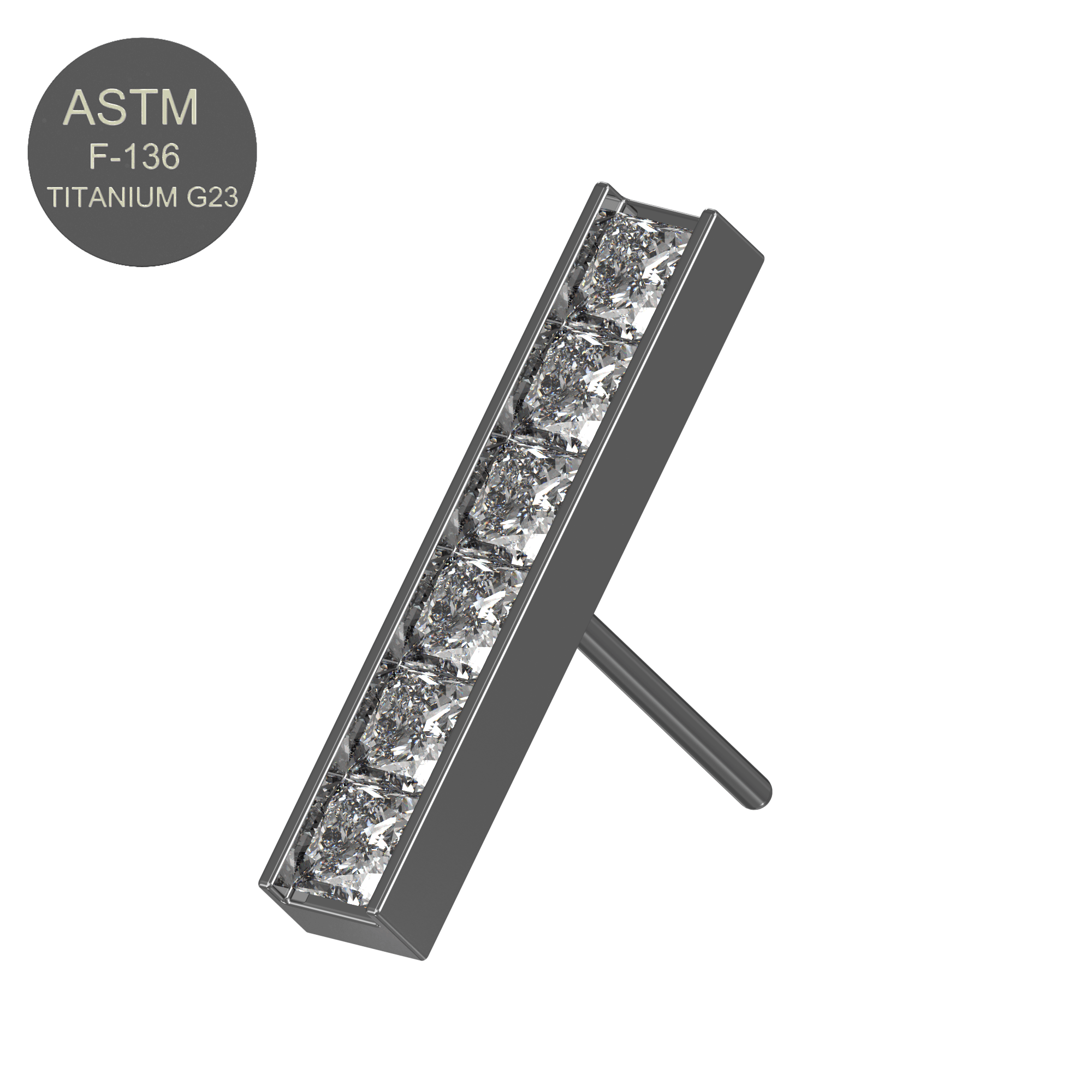 G23 Titanium CZ Jewelled Threadless Push-fit Top