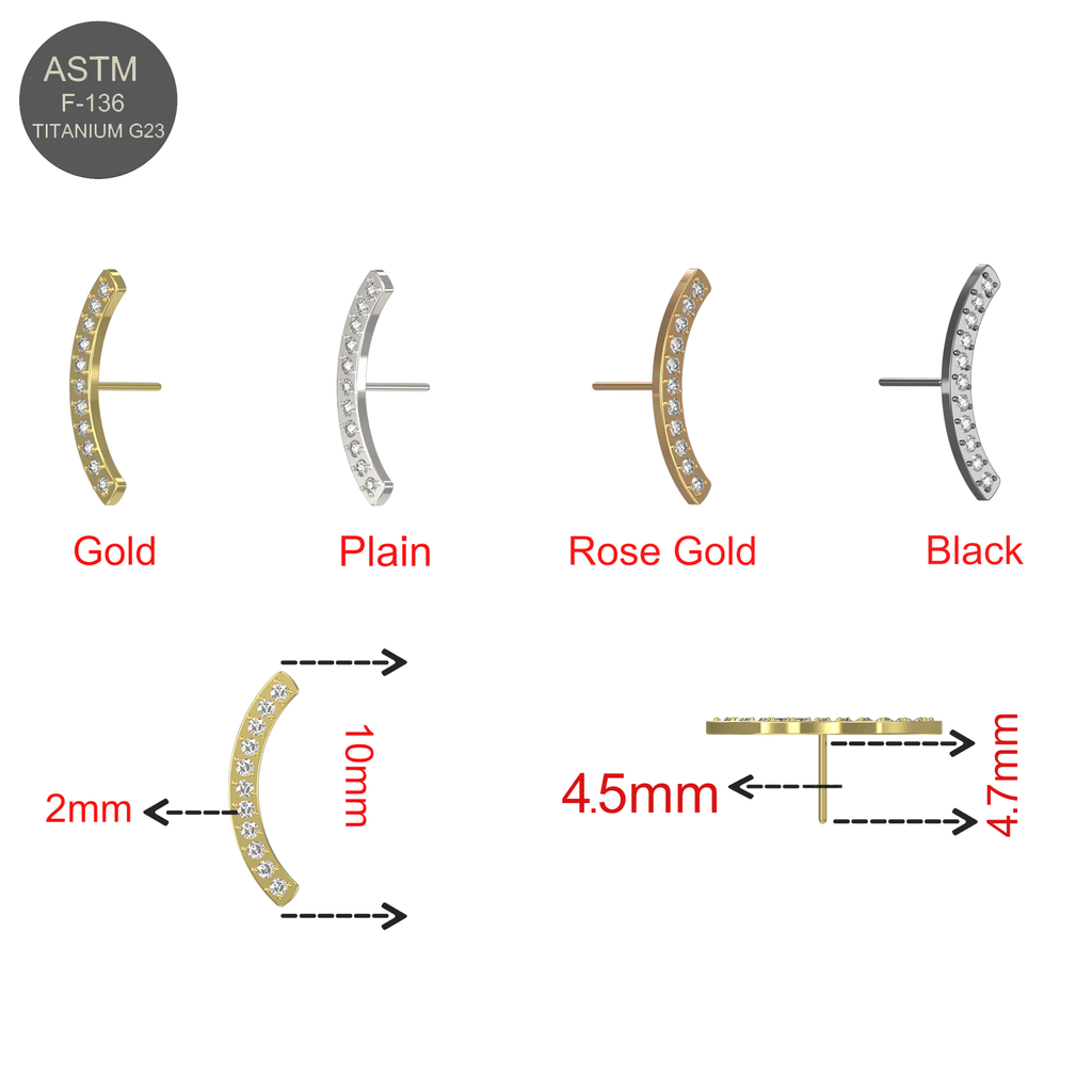 G23 Titanium CZ Jewelled Arch Threadless Push-fit Top