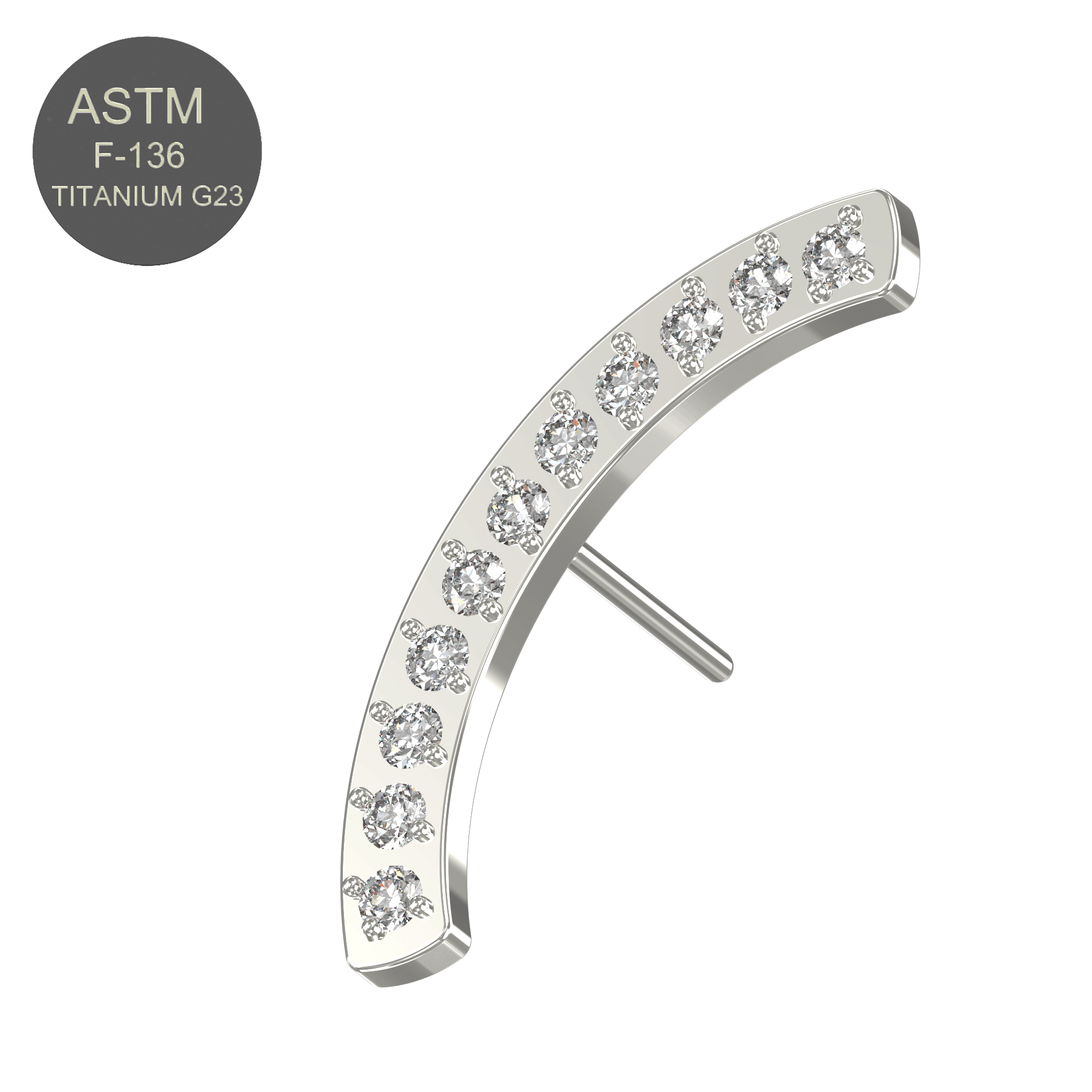 G23 Titanium CZ Jewelled Arch Threadless Push-fit Top