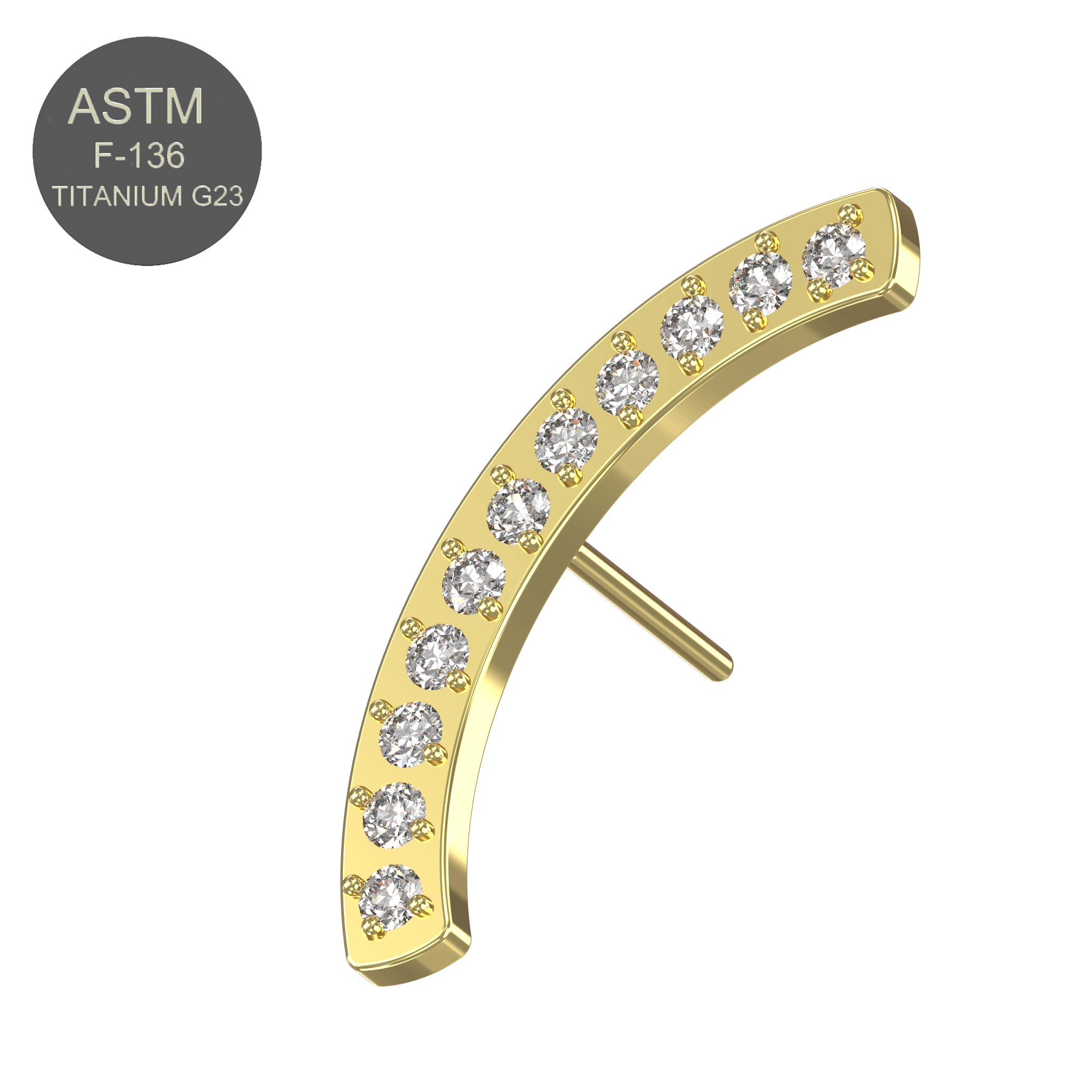 G23 Titanium CZ Jewelled Arch Threadless Push-fit Top