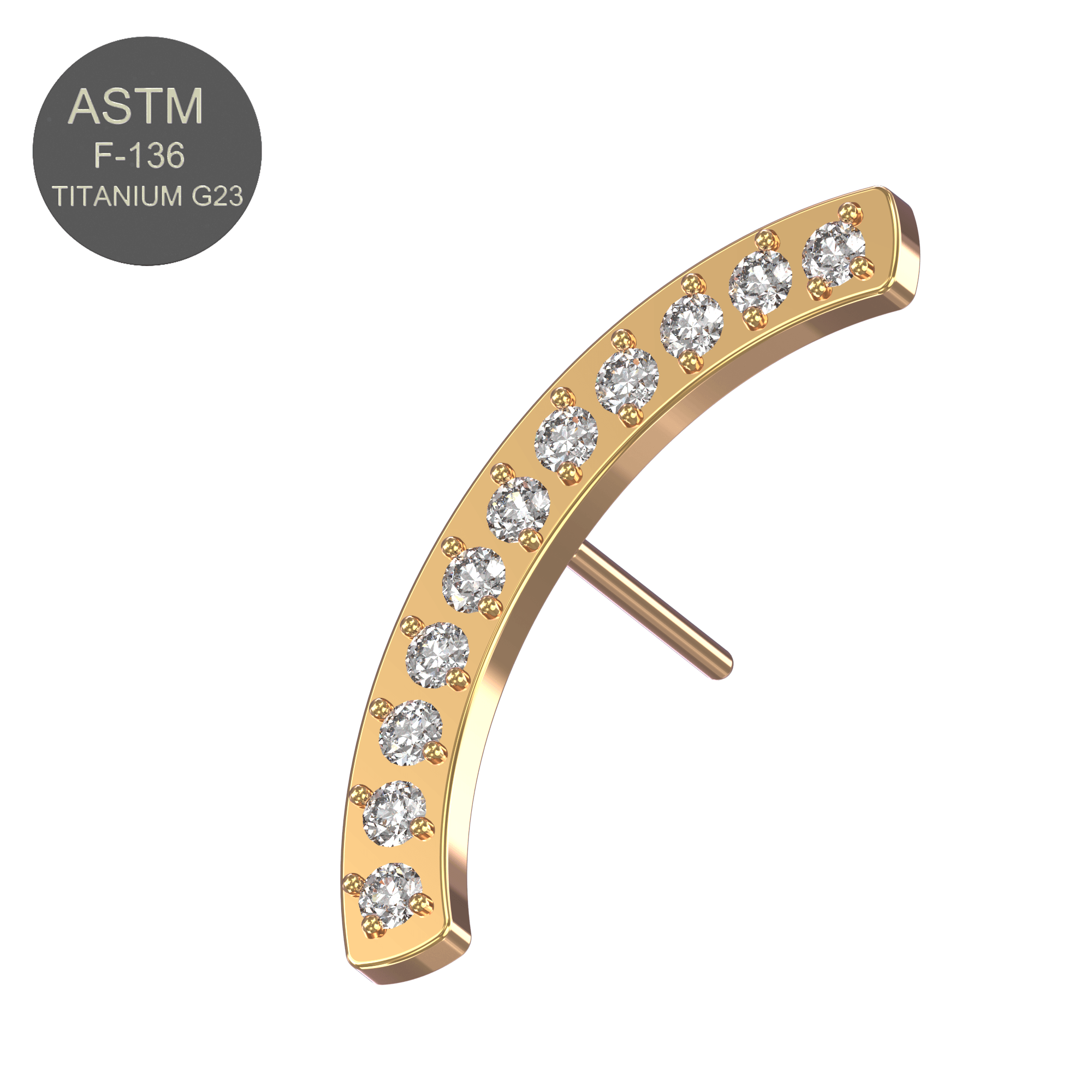 G23 Titanium CZ Jewelled Arch Threadless Push-fit Top