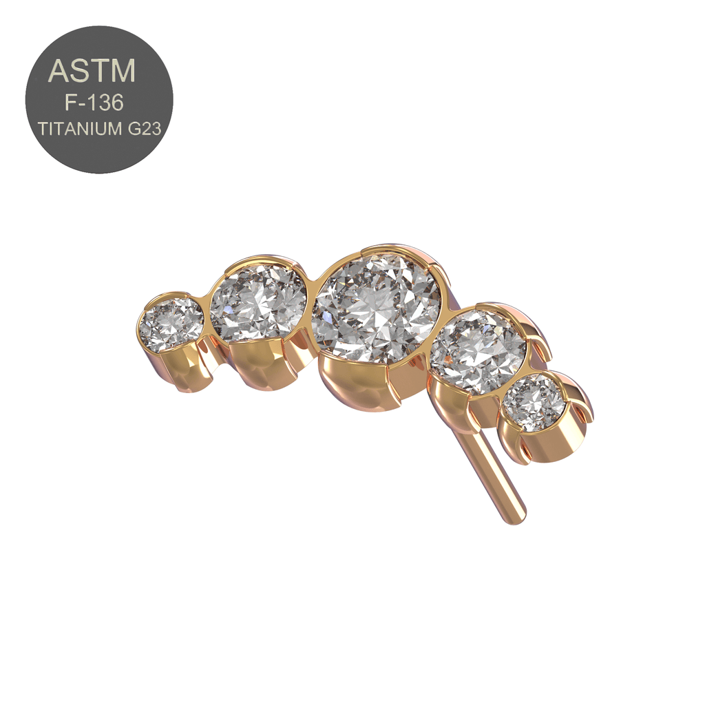 G23 Titanium Five CZ Jewelled Threadless Push-fit Top
