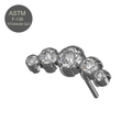 G23 Titanium Five CZ Jewelled Threadless Push-fit Top